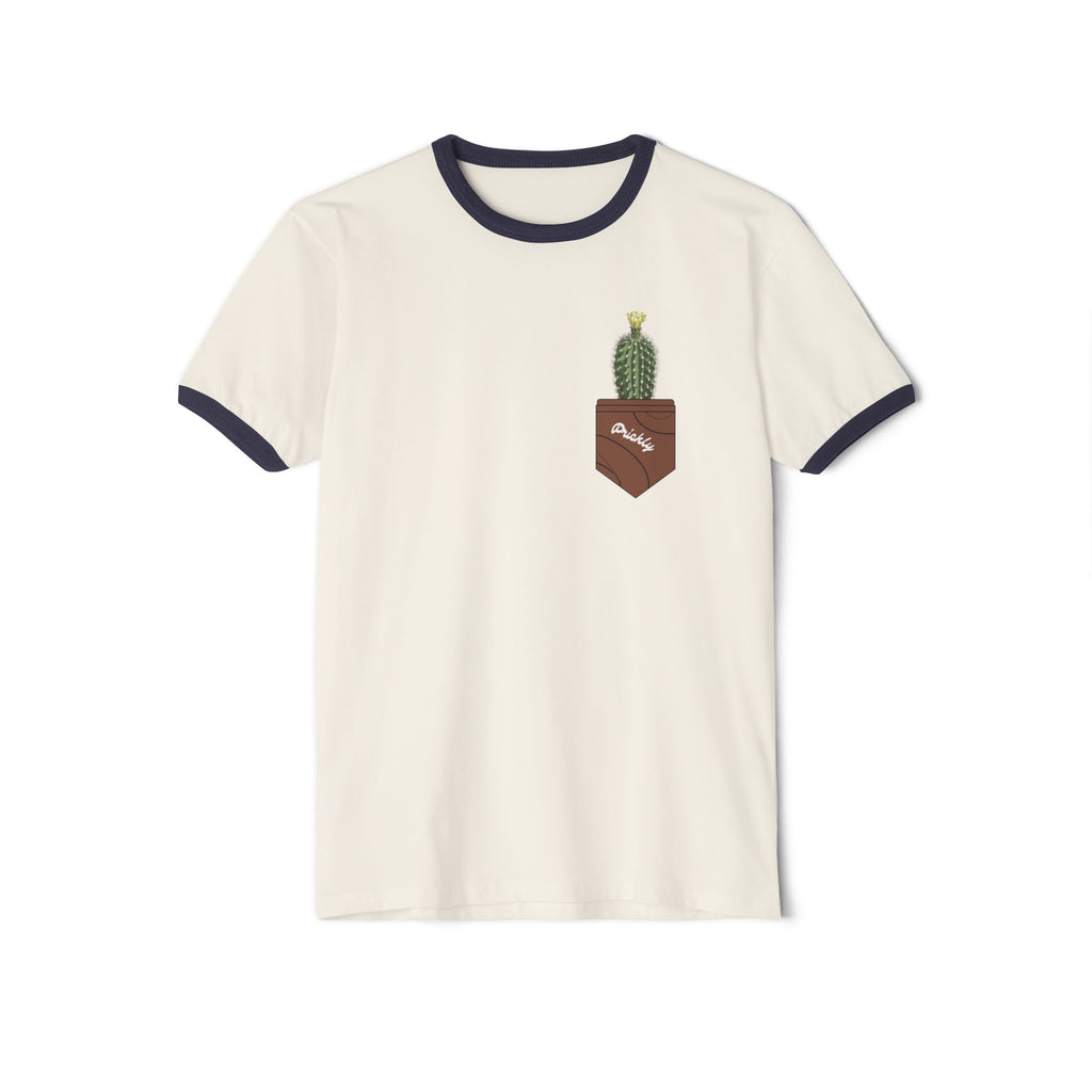 Cactus Pocket Ringer Tee – Retro Plant Graphic T-Shirt