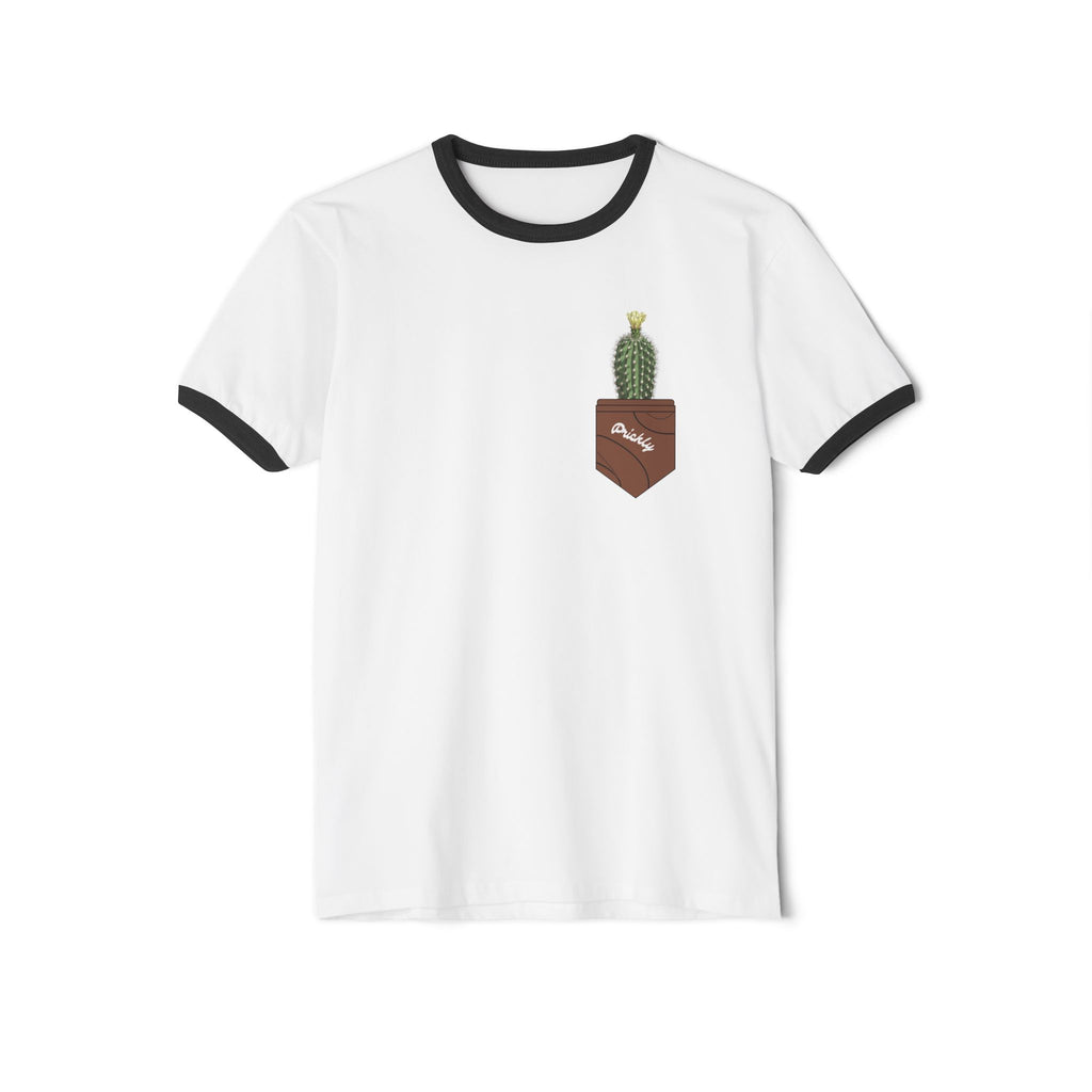 Cactus Pocket Ringer Tee – Retro Plant Graphic T-Shirt