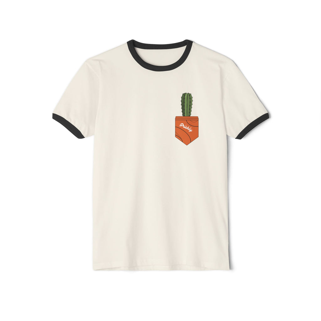 Cactus Pocket Ringer Tee — Retro Pocket Plant Graphic T-Shirt